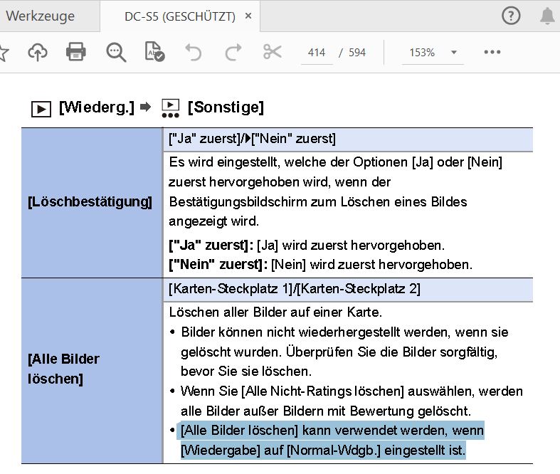 S5 Wiedergabe-Modus Sonstige Alle Bilder löschen nur wenn Wiedergb auf Normal-Wdgb.JPG