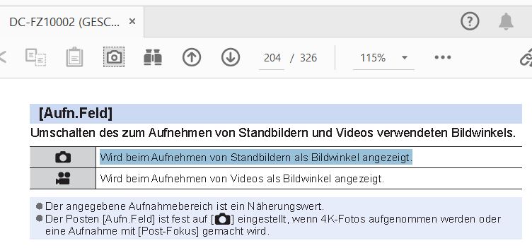 FZ1000 II Indiv-Menü Monitor-Display Aufn.Feld muss auf Kamera stehen.JPG